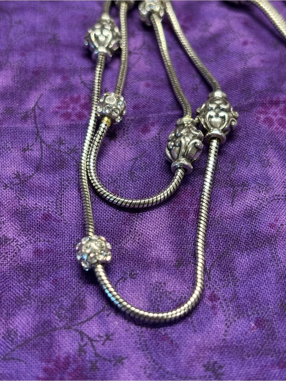 Brighton Silver-Tone Double Strand Bead & Ornate Station Necklace
